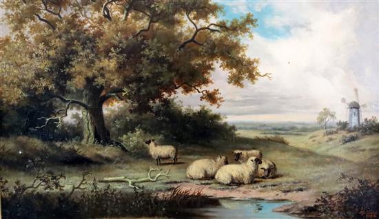 Henry George Todd (1864-1898) Sheep in pasture 10 x 16.5in.
